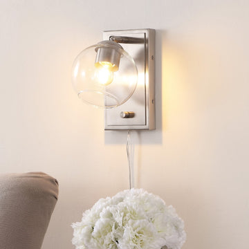 Hugo 6" Minimalist Modern Plug-In or Hardwired Adjustable Iron LED Wall Sconce with Rotary Dimmer - JONATHAN Y